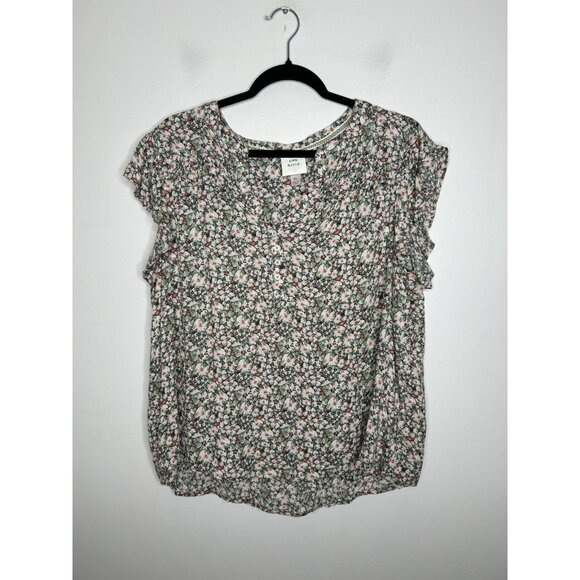 Knox Rose Top Shirt Womens Floral Flowy Boho Blouse Short Sleeve Size XL - Picture 1 of 7